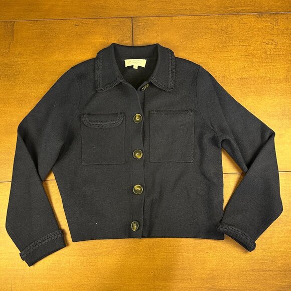 Sezane Betty Cardigan in Navy Blue with Crochet, size XS - Picture 2 of 7